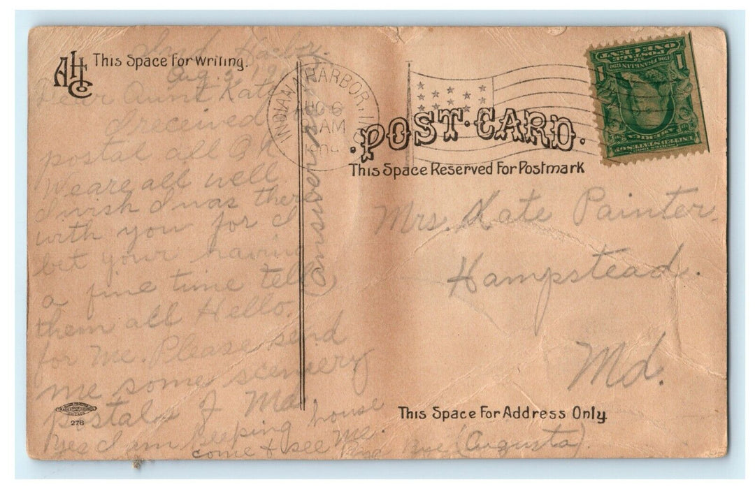 c1909 South Bay Hotel Indiana Harbor IN Antique Postcard