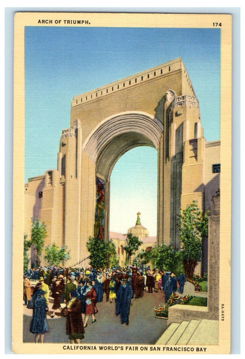 1939 Arch Of Triumph California's World's Fair On San Francisco Bay Postcard