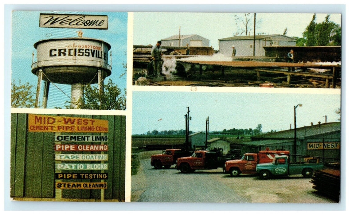 1940 Midwest Cement Pipe Lining Co Crossville, Illinois IL Postcard
