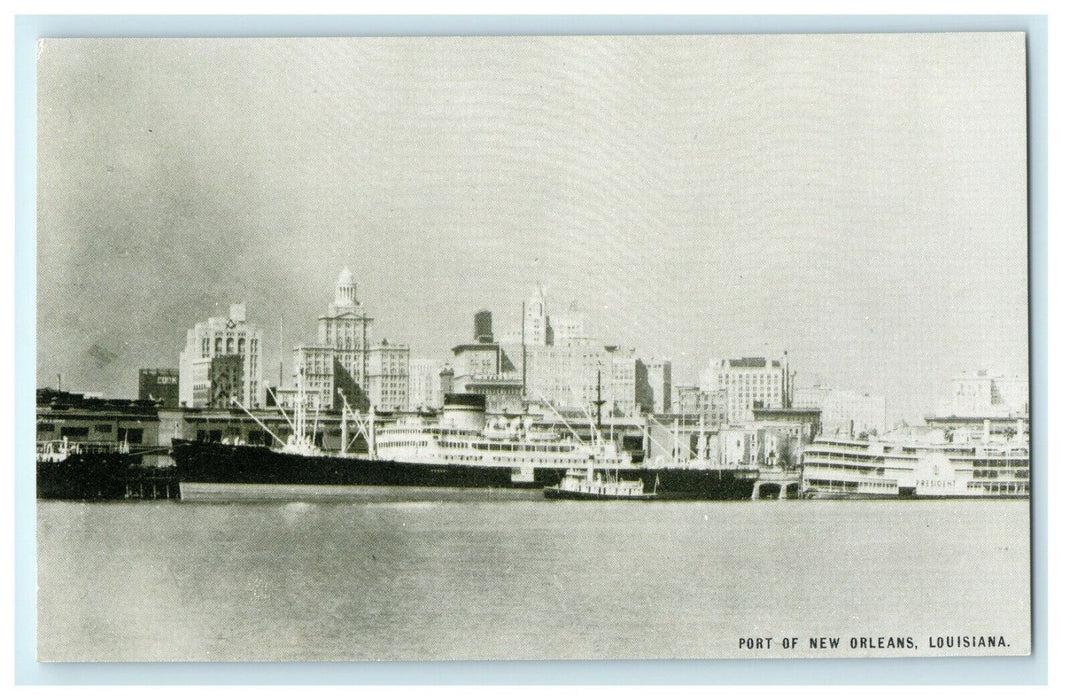 1908 Ships at Port of New Orleans, Louisiana LA Antique Postcard