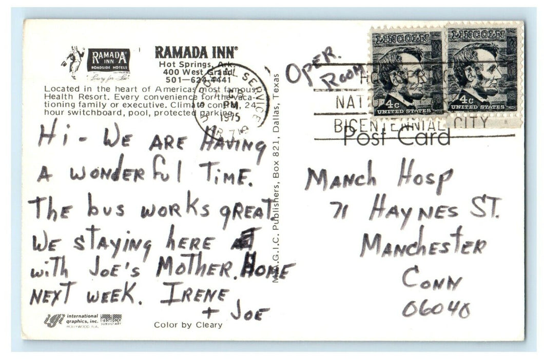 1975 Ramada Inn Roadside Hotels Hot Springs Arkansas AR Vintage Postcard