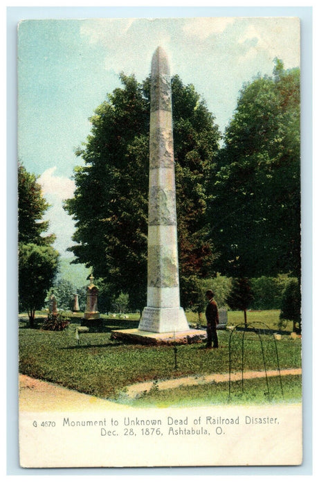 1909 Monument Dead of Railroad Disaster Ashtabula Ohio OH Antique Postcard