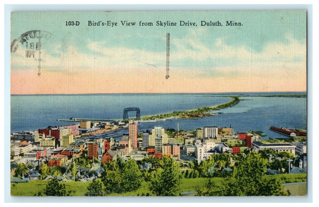 1948 Aerial View from Skyline Drive, Duluth, Minnesota MN Postcard