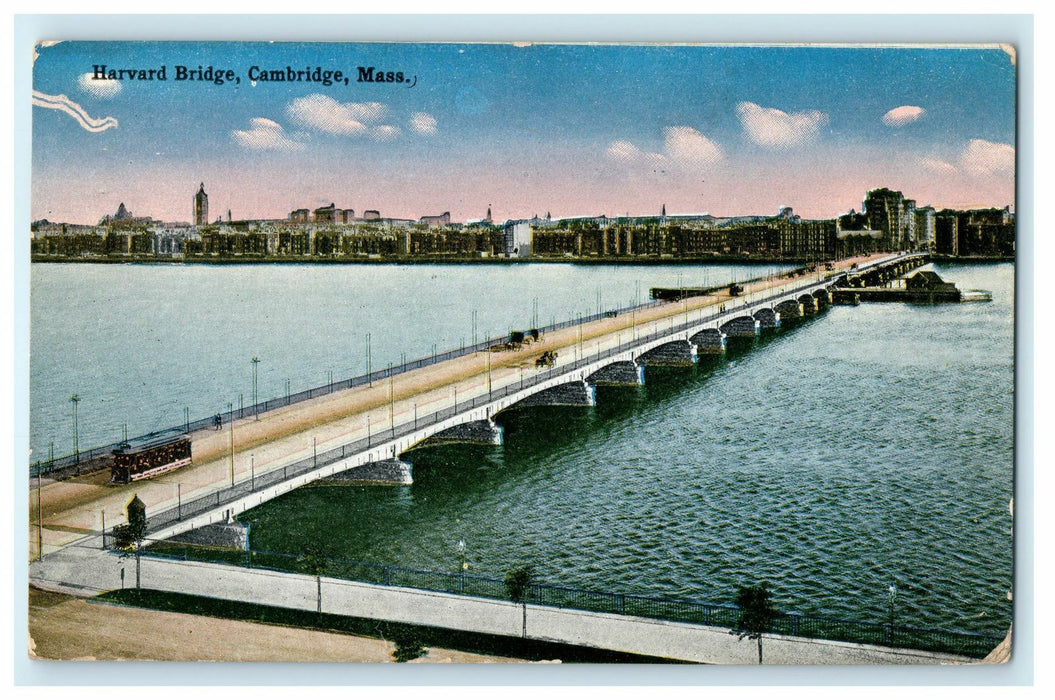 1915 Harvard Bridge, Cambridge Massachusetts MA Posted Vintage Postcard