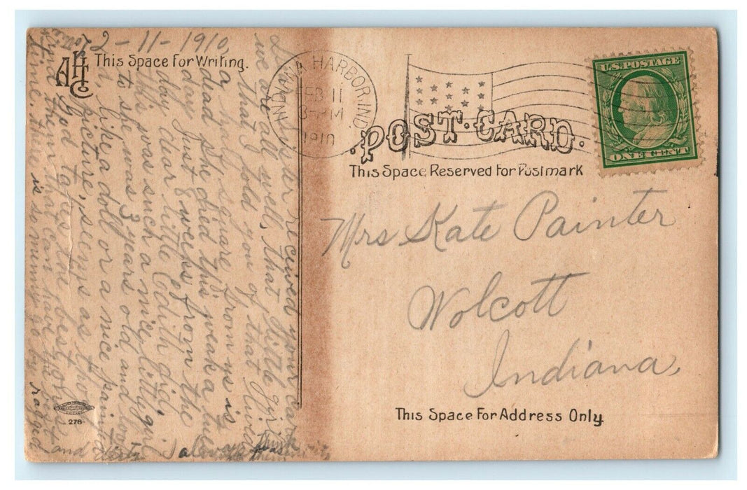 c1910 Main Street Indiana Harbor IN Paint Sign Antique Postcard