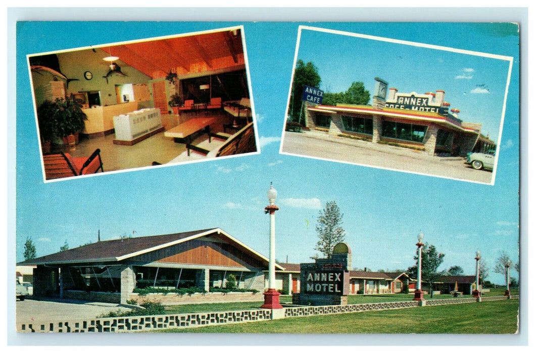 1950 The Annex Motel-Cafe On The Airport Beacon Litchfield, Illinois IL Postcard