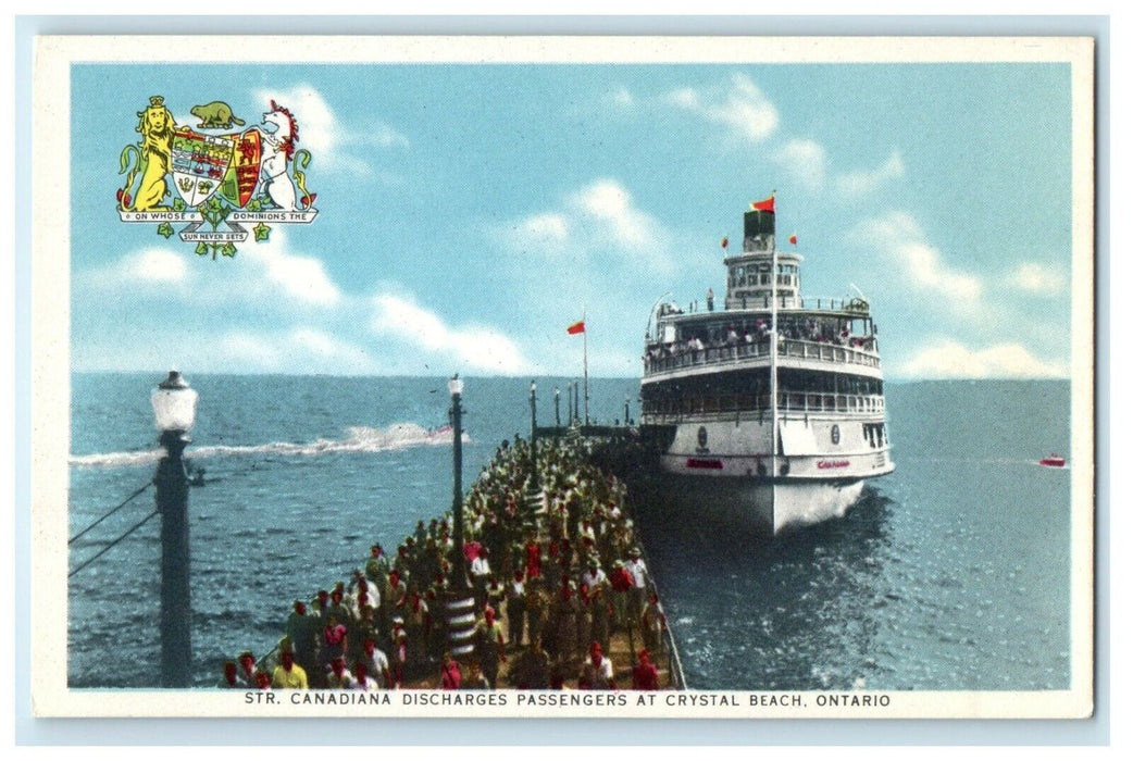 Steamer Canadian Discharges Passengers At Crystal Beach Ontario Canada Postcard