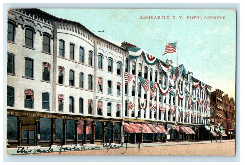1909 Hotel Bennett, Binghamton New York NY Antique Posted Postcard