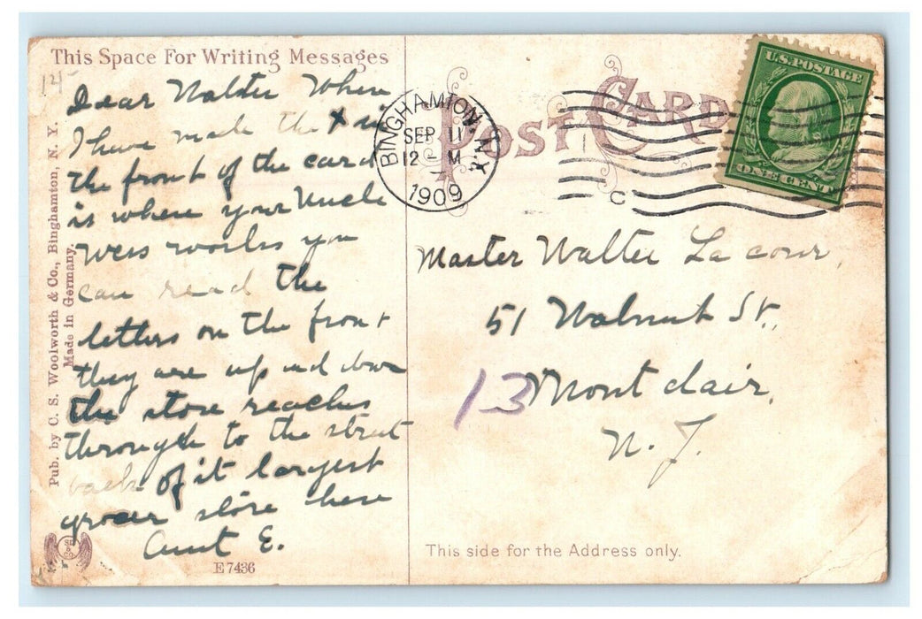 1909 Hotel Bennett, Binghamton New York NY Antique Posted Postcard