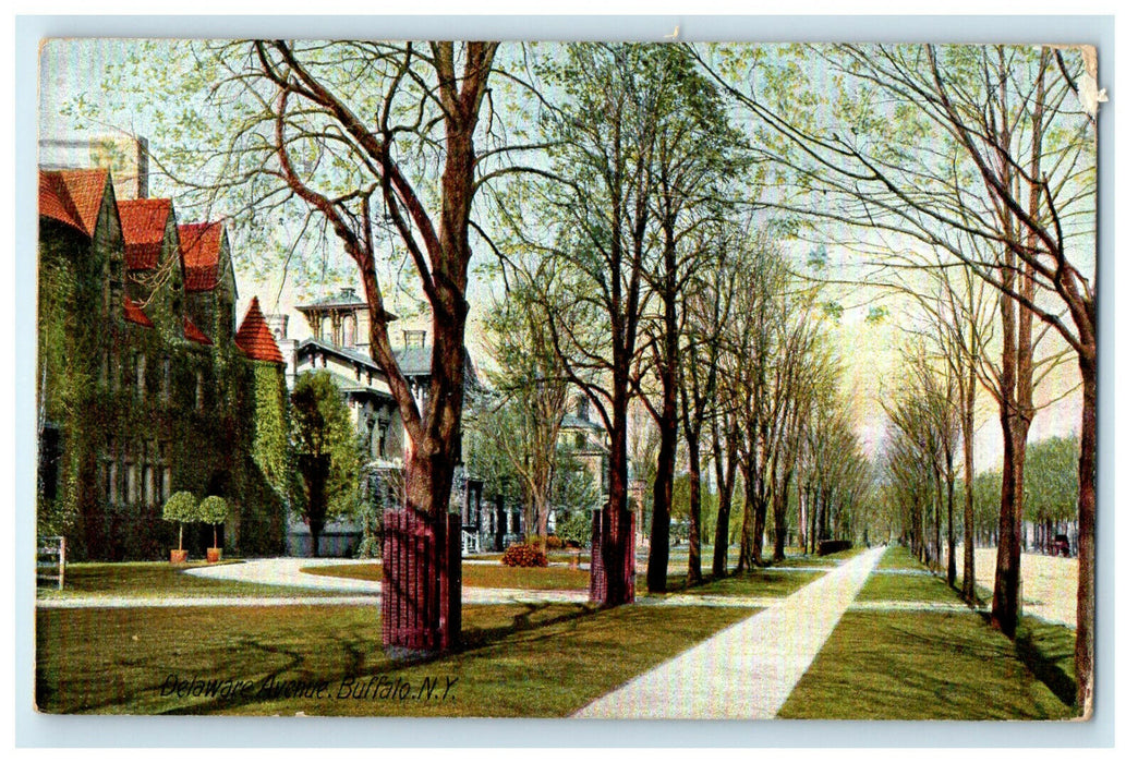 c1910 View of Delaware Avenue Buffalo New York NY Posted Antique Postcard