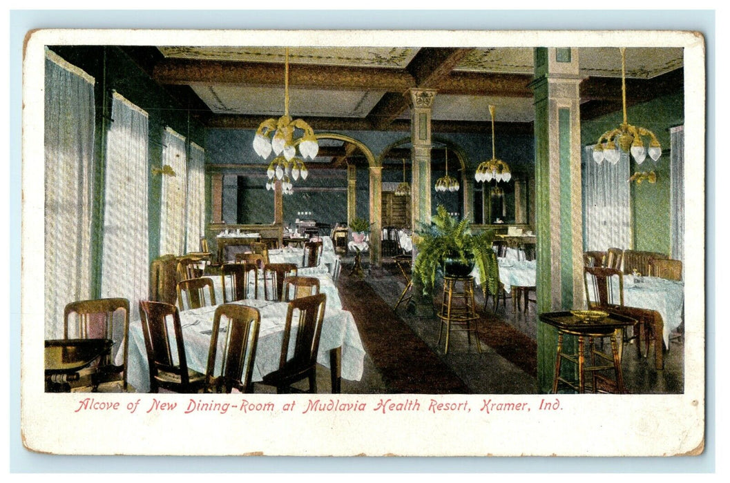 1920 New Dining Room Alcove, Mudlavia Health Resort Kramer Indiana IN Postcard