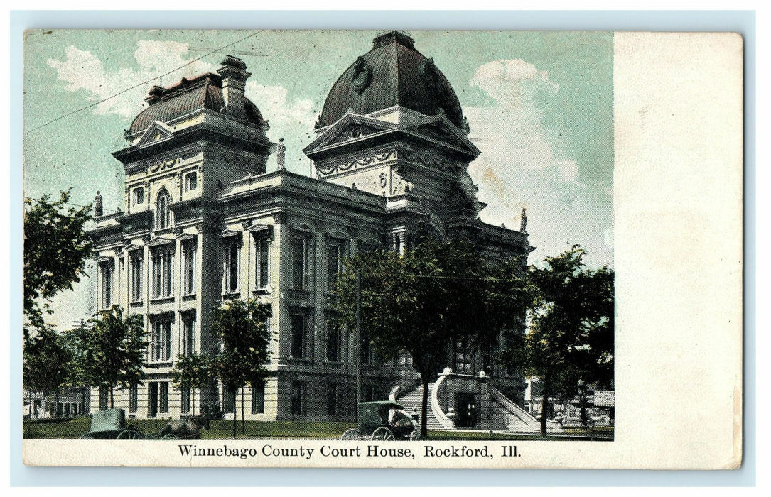 1910 Rockford IL. Winnebago County, Court House, Illinois IL Postcard