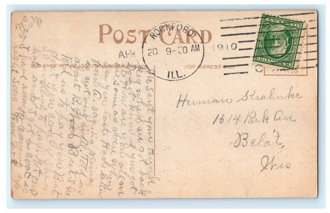 1910 Rockford IL. Winnebago County, Court House, Illinois IL Postcard