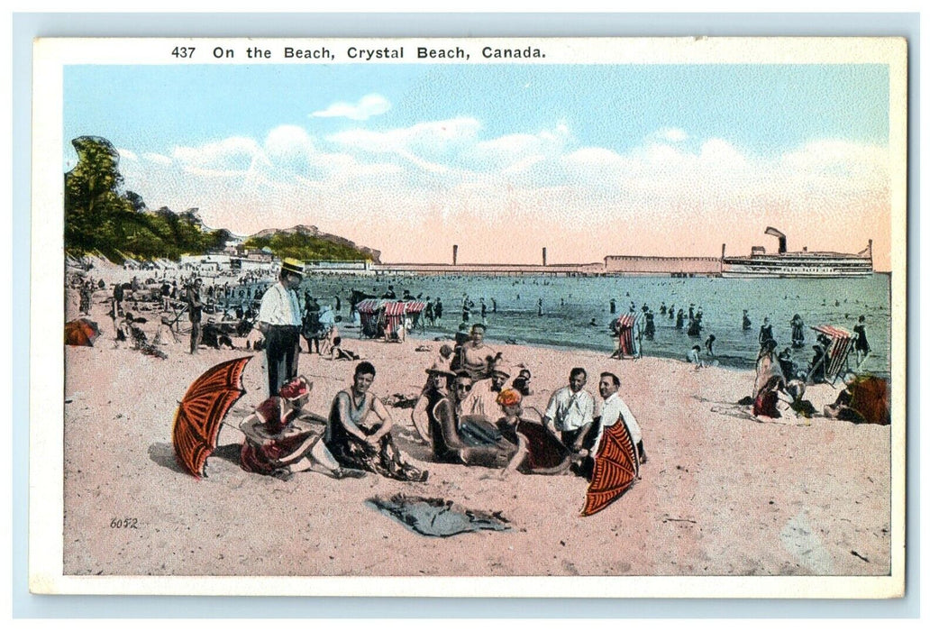 c1910's Scene On The Beach Crystal Beach Canada Unposted Antique Postcard