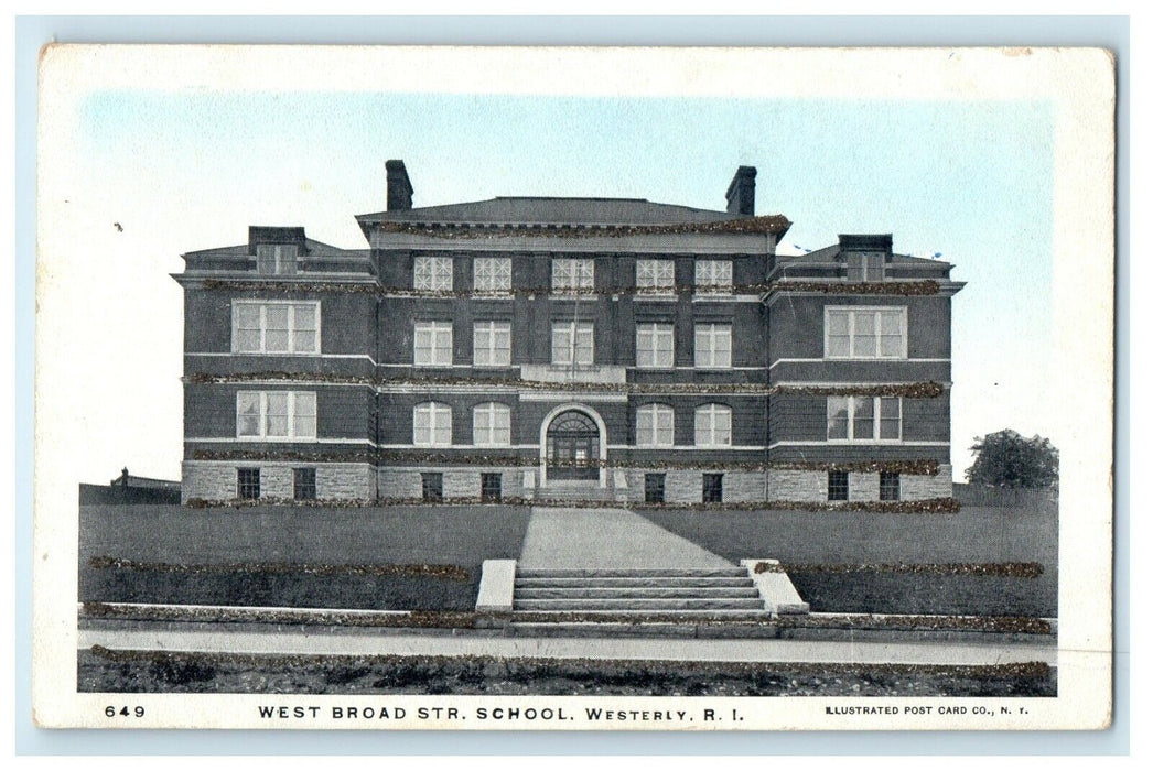 1905 West Broad Street School, Westerly, Rhode Island RI Posted Postcard