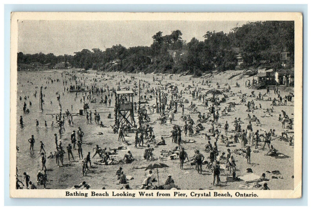 Bathing Beach Looking West From Pier Crystal Beach Ontario Canada Postcard