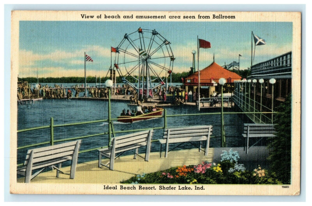 1949 Monticello, IN. Ideal Beach Resort, Shafer Lake, IN Postcard