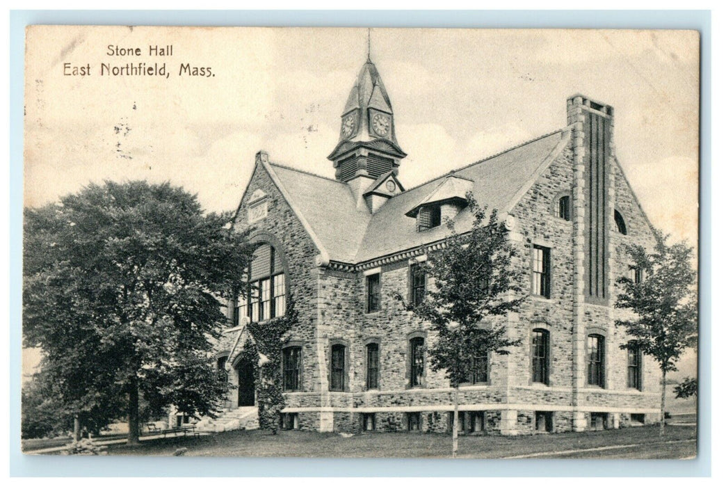 1907 Stone Hall, East Northfield, Massachusetts MA Antique Postcard