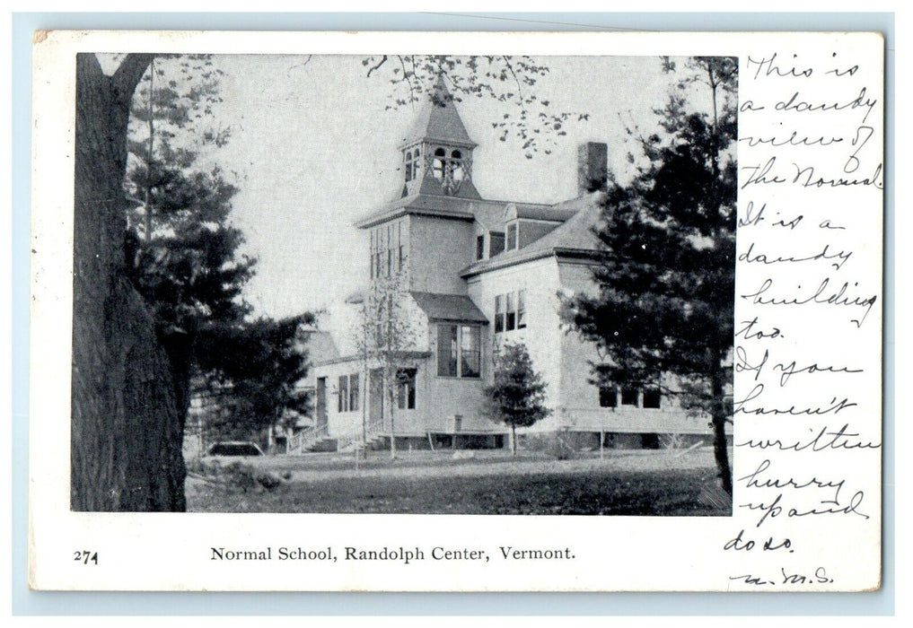 1907 Normal School, Randolph Center, Vermont VT Antique Posted Postcard