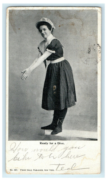 1903 Diving Girl Swimsuit New Britain Connecticut CT PMC Studio Postcard