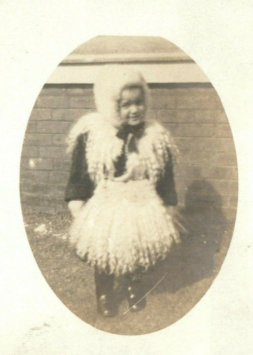c1910 Child Wearing Costume Halloween (?) Dress Portrait RPPC Photo Postcard