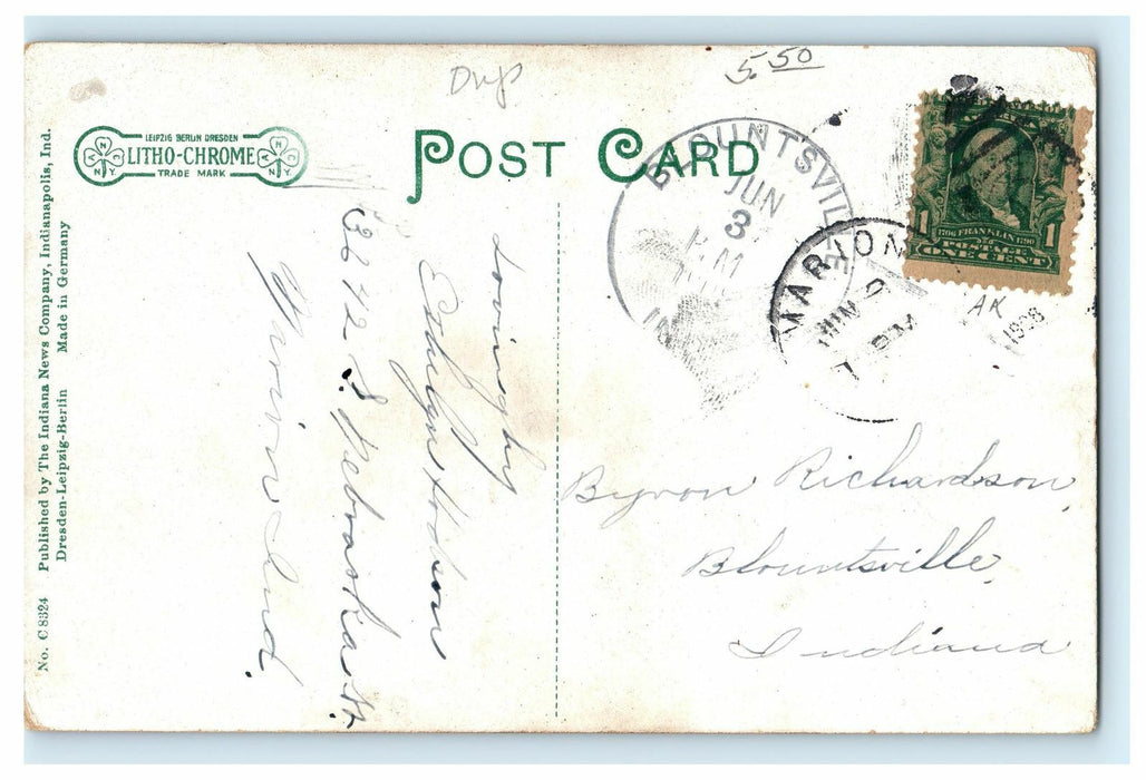 1908 Blountsville IN. Interior General Mess Hall Marion Indiana IN Postcard