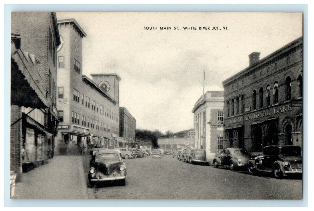 c1930's South Main Street White River Junction Vermont VT Vintage Postcard