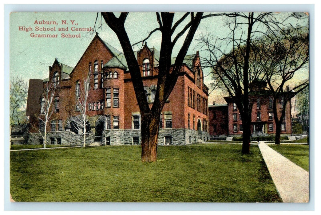 1909 High School and Central Grammar School, Auburn, New York NY Postcard