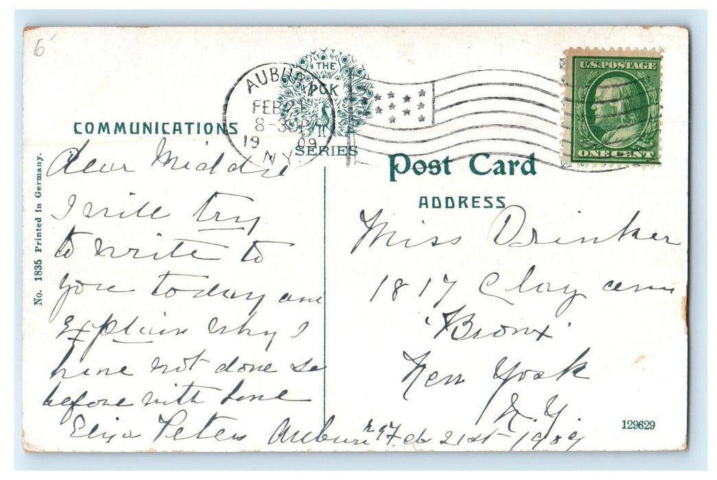 1909 High School and Central Grammar School, Auburn, New York NY Postcard