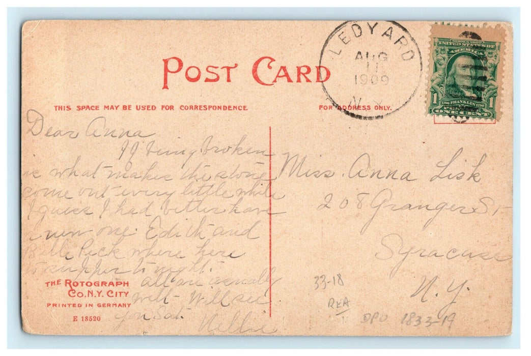 1909 Owasco Road View Ledyard Auburn New York NY Posted Antique Postcard
