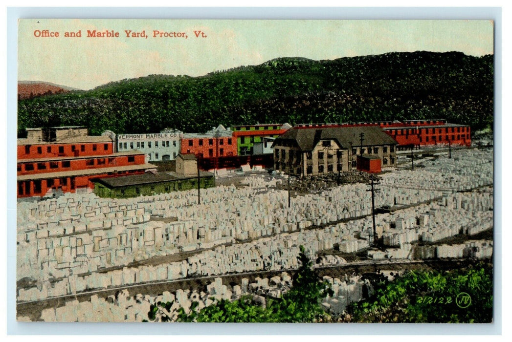 1908 Office and Marble Yard, Proctor, Vermont VT Antique Postcard