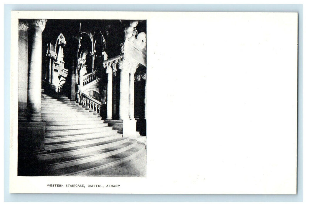1901 Western Staircase View, Capitol, Albany, New York NY Antique Postcard