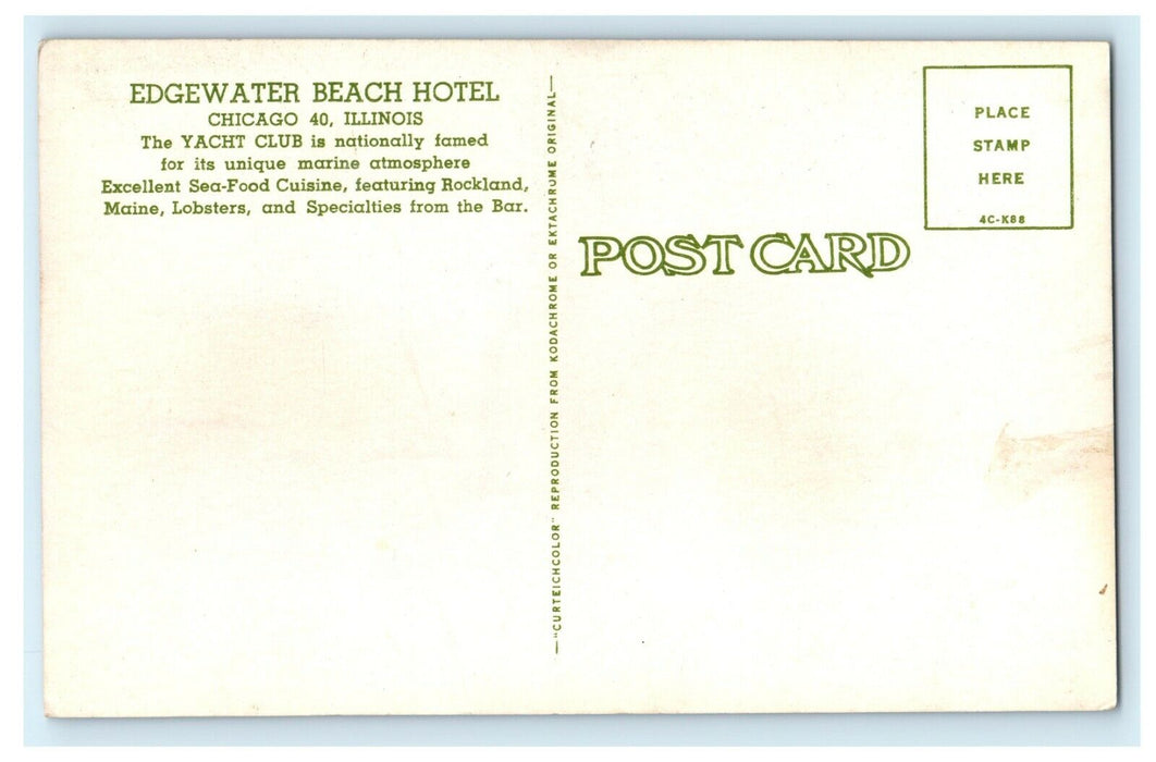 1945 Edgewater Beach Hotel Chicago 40, Illinois IL Vintage Postcard