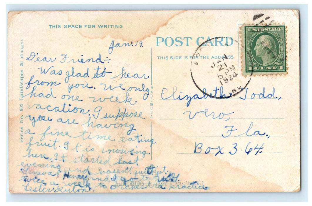 1924 Arcadia Indiana IN. Vehicle Moving on the Road Vintage Postcard