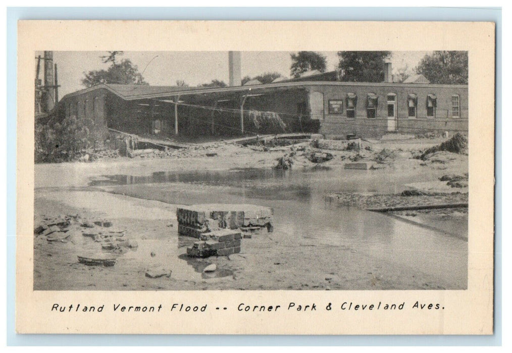 1907 Corner Park and Cleveland Aves Rutland Vermont Flood, Vermont VT Postcard