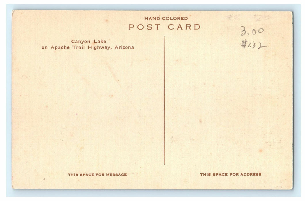 1938 Canyon Lake On Apache Trail Highway, Arizona AZ Vintage Postcard