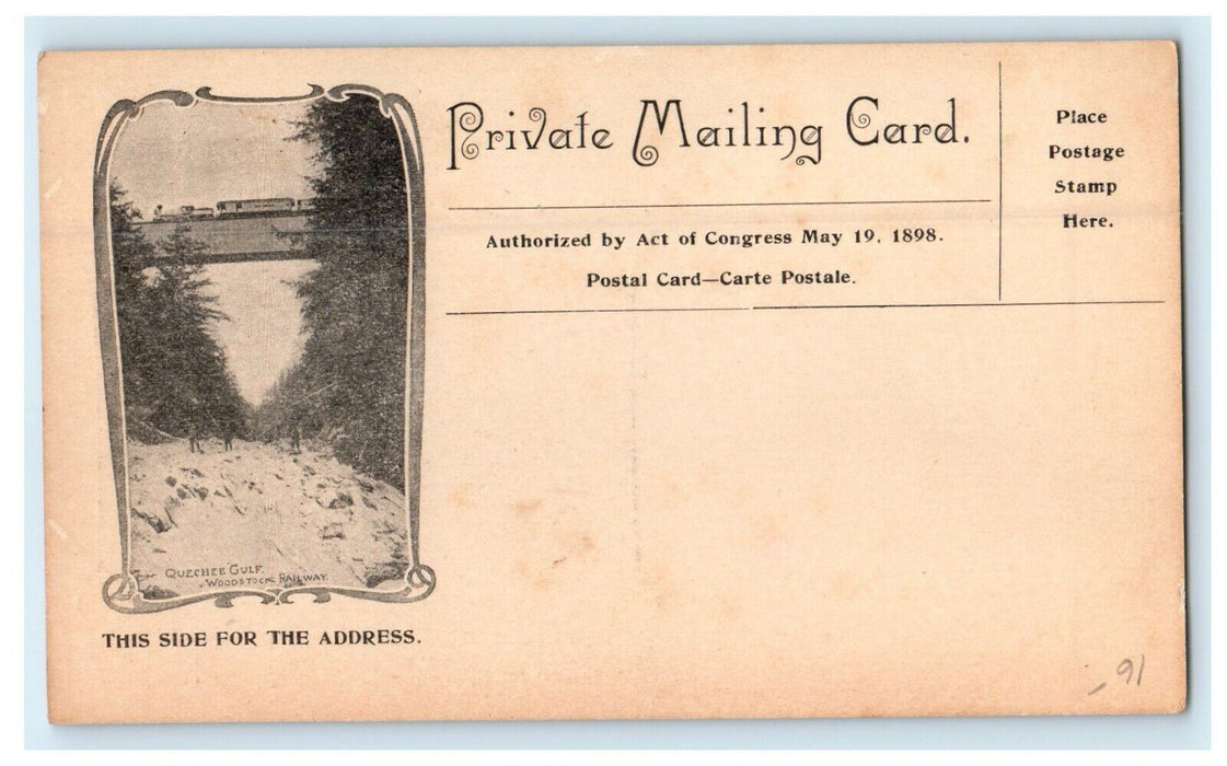 c1900 Woodstock Inn Vermont VT Quechee Gulf Railway Private Mailing Postcard