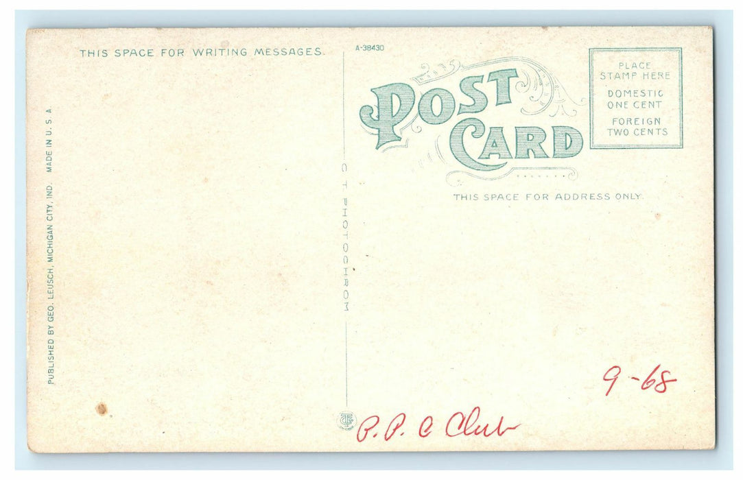 1912 St. Mary's Church and Parsonage, Michigan City, Indiana IN Postcard