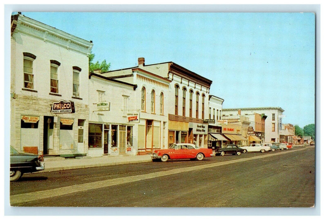 c1950's Business District View Cars Lena Illinois IL Unposted Vintage Postcard