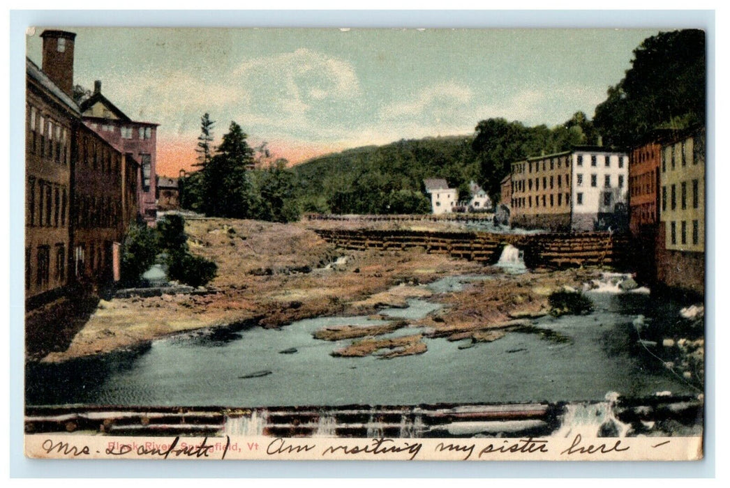 1911 View Of Black River Springfield Vermont VT Posted Antique Postcard