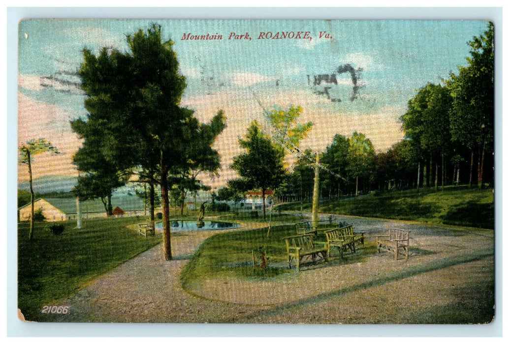 1909 Trees and Chairs at Mountain Park, Roanoke Virginia VA Antique Postcard