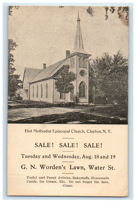 c1905 First Episcopal Church Clayton New York NY Advertising Postcard