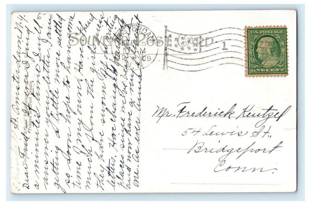 1909 High School View, Amsterdam, New York NY Antique Posted Postcard