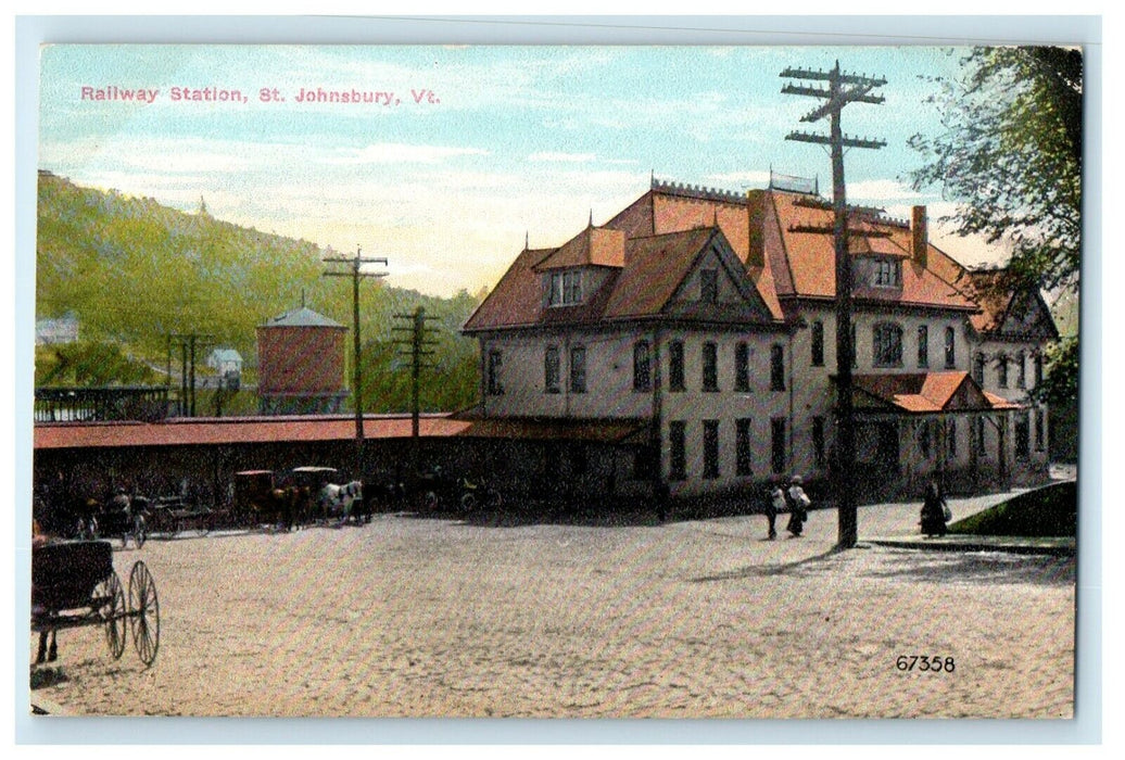 1915 Railway Station, St. Johnsbury, Vermont VT Antique Postcard