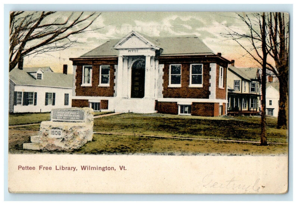 1907 View Of Pettee Free Library Wilmington Vermont VT Posted Antique Postcard