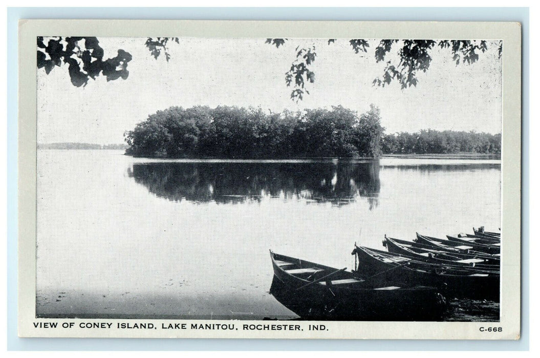 c1940's View Of Cony Island Lake Manitou Rochester Indiana IN Vintage Postcard