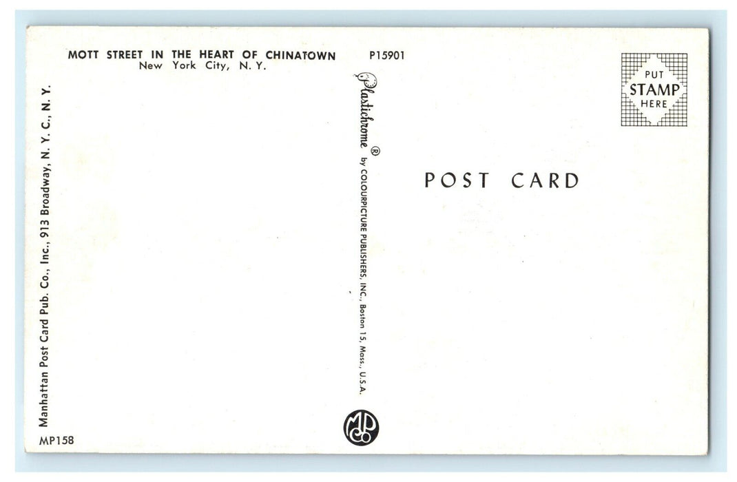 1950 Greetings From Chinatown Mott Street New York City NY Postcard