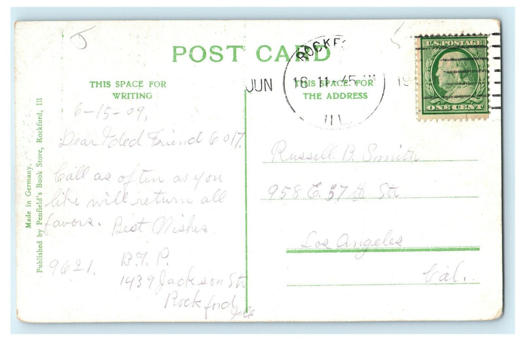 1945 Steamer Ship West River Front, Rockford Illinois IL Posted Antique Postcard