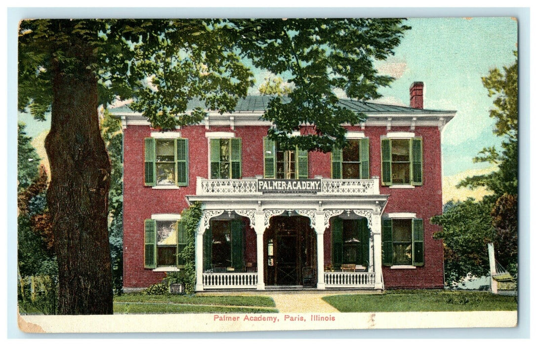 1911 Palmer Academy, Paris Illinois IL. Unposted Antique Germany Postcard