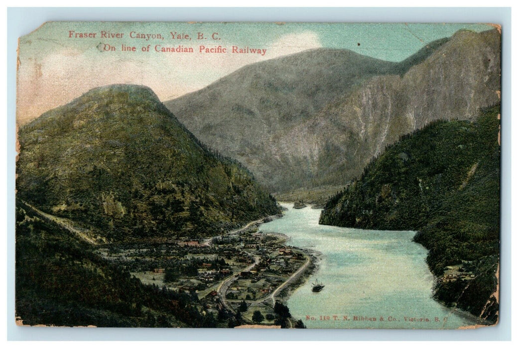 c1907 Fraser River Canyon Yale B.C Pacific Railway Victoria Canada CA Postcard